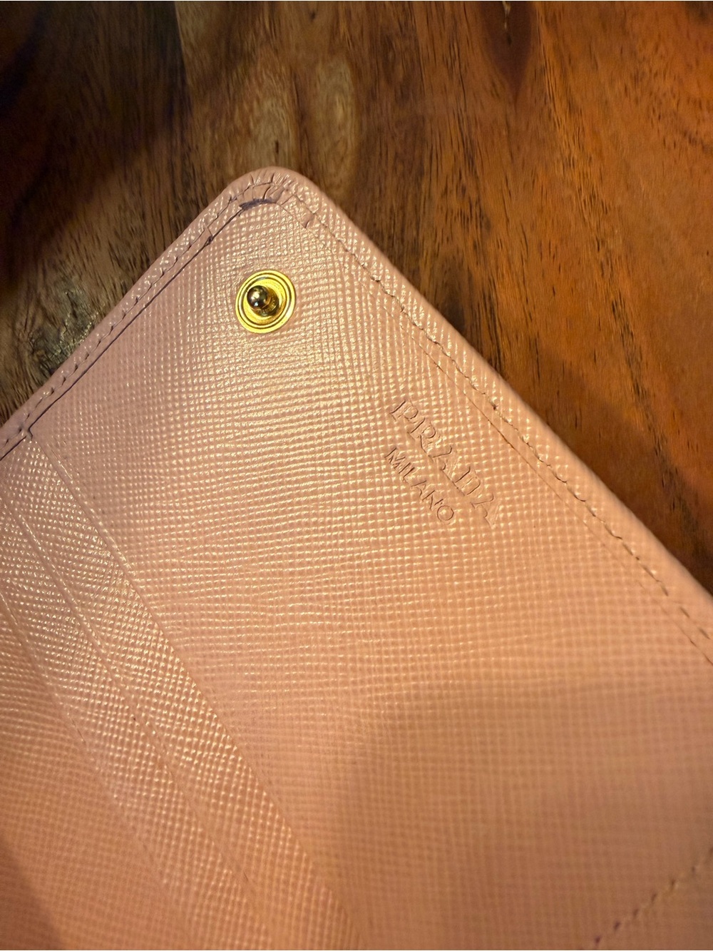 Prada Pink Saffiano Leather Bow-Accent Wallet - Picture 5 of 9